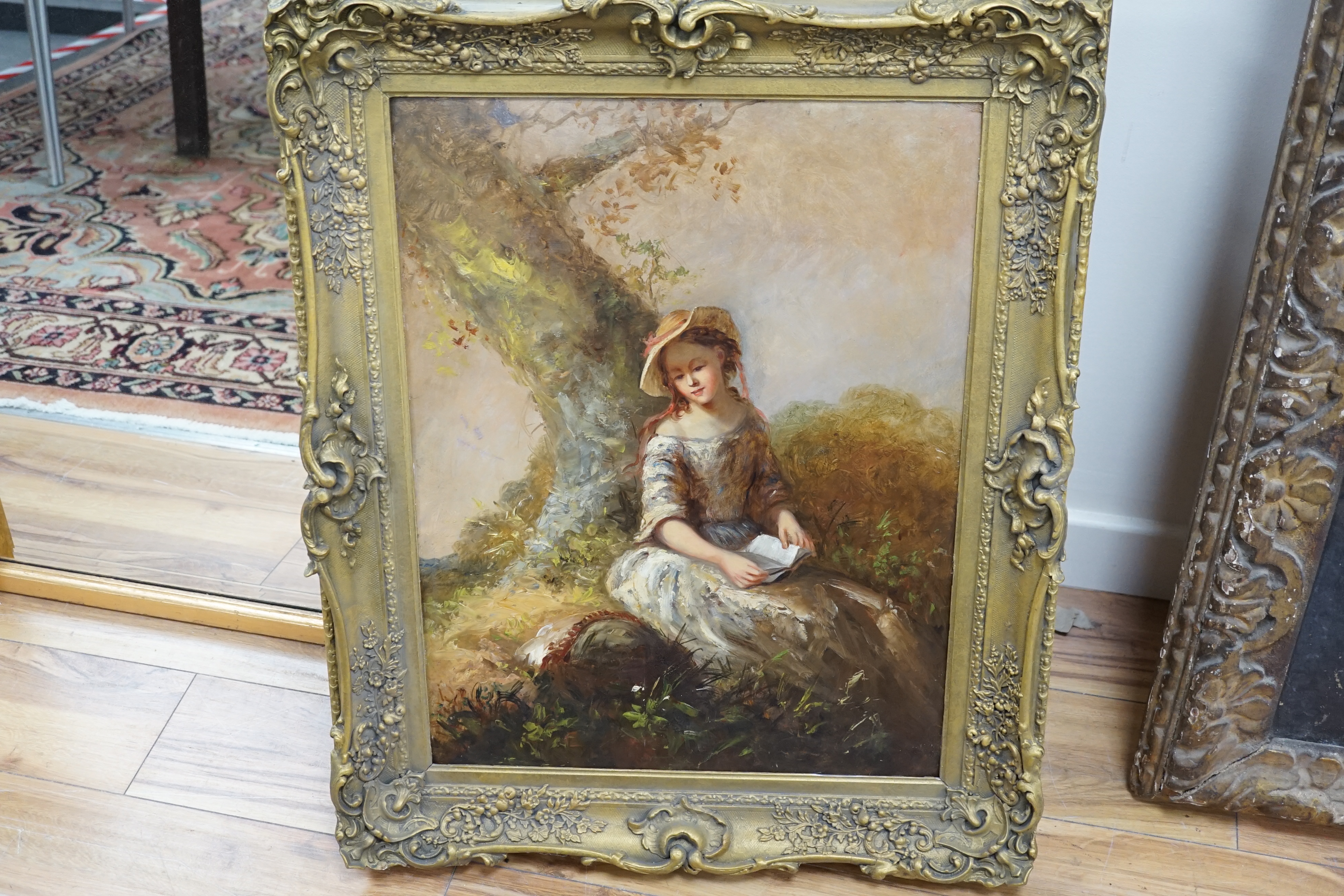 English School, oil on canvas, 'The Letter', unsigned, 59 x 45cm, ornately framed. Condition - good